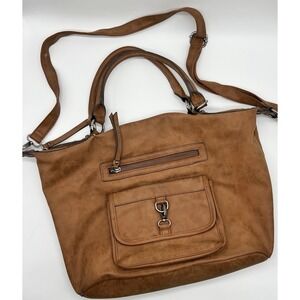 Crossbody Purse Cognac/Brown Faux Leather Tote/Satchel